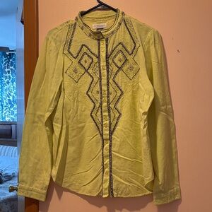 Pilcro Yellow Embroidered Top with Beaded Details